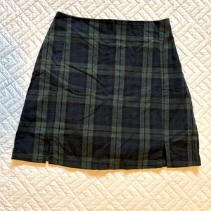 John Galt (Brandy Melville) Green and Blue Plaid Mini Skirt